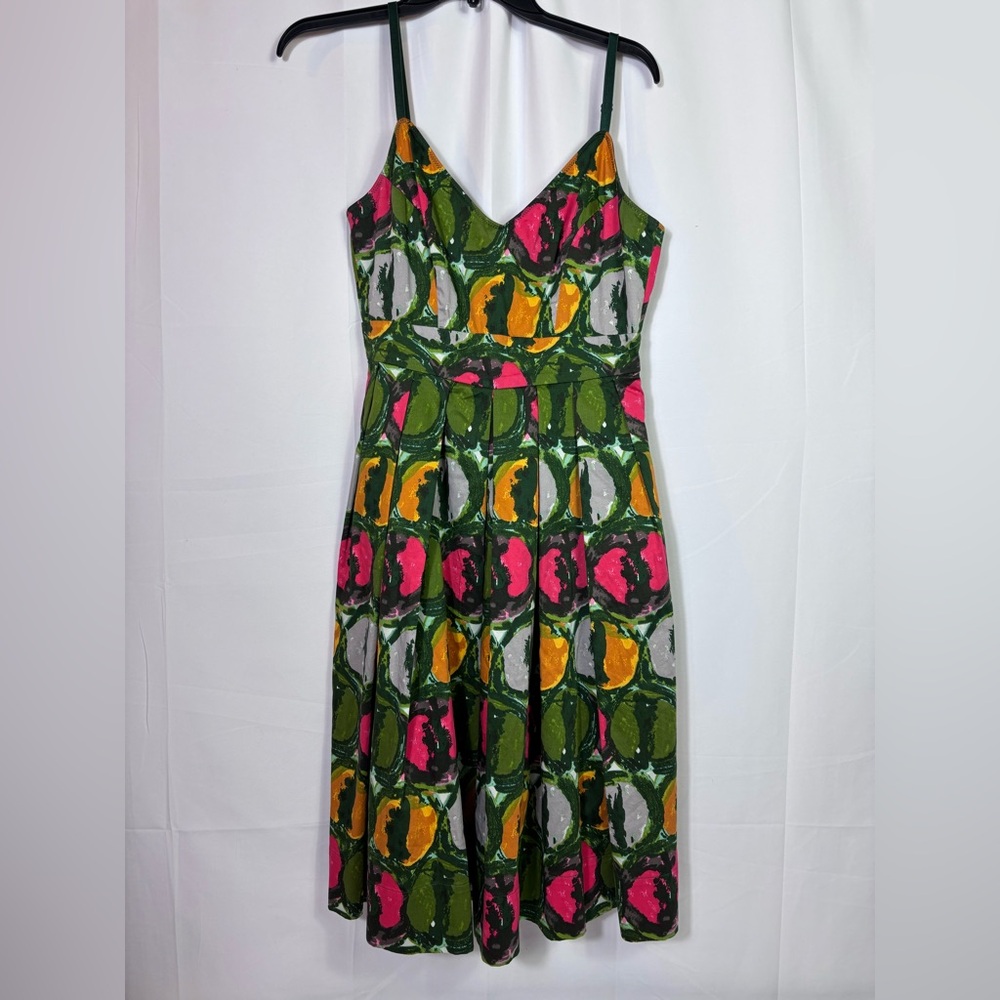 Vtg Moda International Dress 8 Tropical Print Fit & Flare Sundress Boho Bright